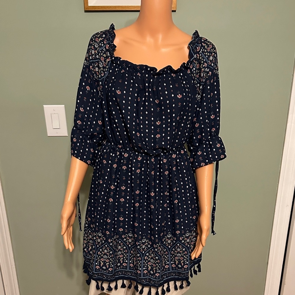 Haute Monde Navy Floral Dress